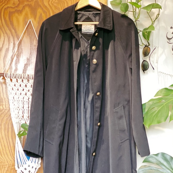 Vintage Unisex Black Trench Coat - Picture 6 of 6
